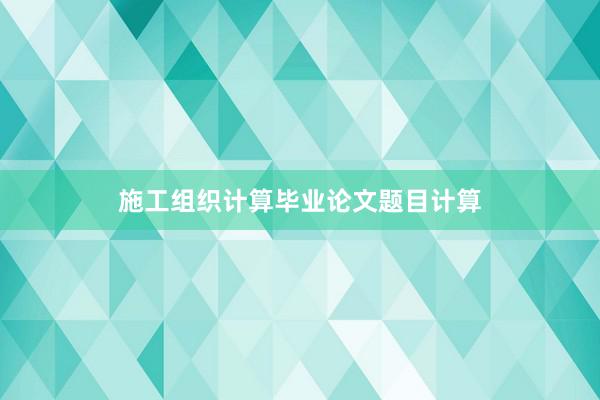 施工组织计算毕业论文题目计算
