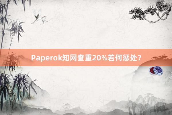 Paperok知网查重20%若何惩处？